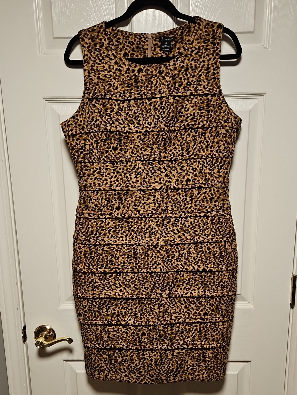 New Directions Leopard Print Tiered Sheath Dress